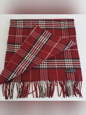 V. Fraas Burgundy Plaid PatternUnisex German Acrylic Scarf 68x15"